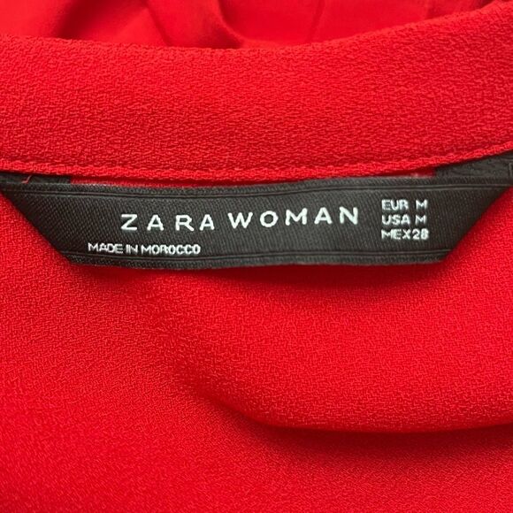 Zara Red Short Sleeve Made In Morocco Shift Dress Size S NWOT - Picture 9 of 10